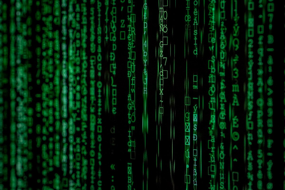 Cyber security screen showing digital code and online protection concept