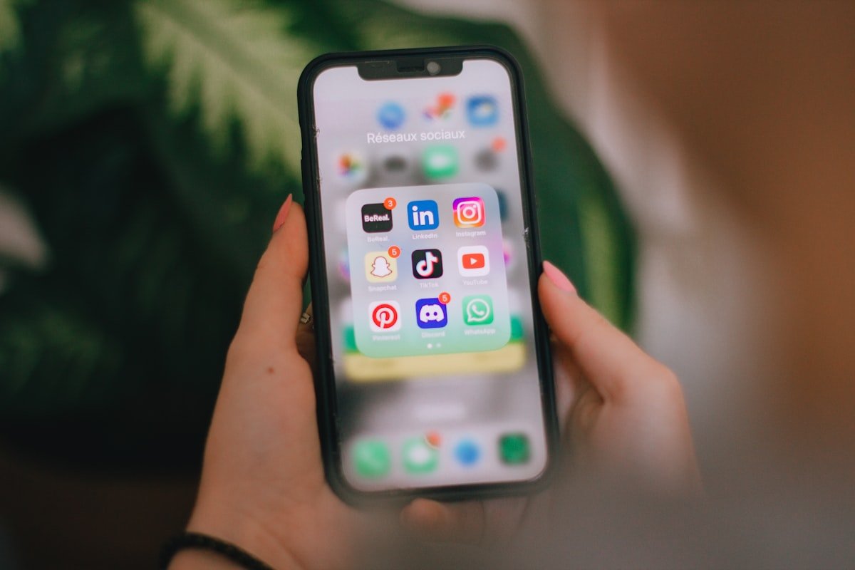 Phone showing social media apps while checking Instagram storage and app performance
